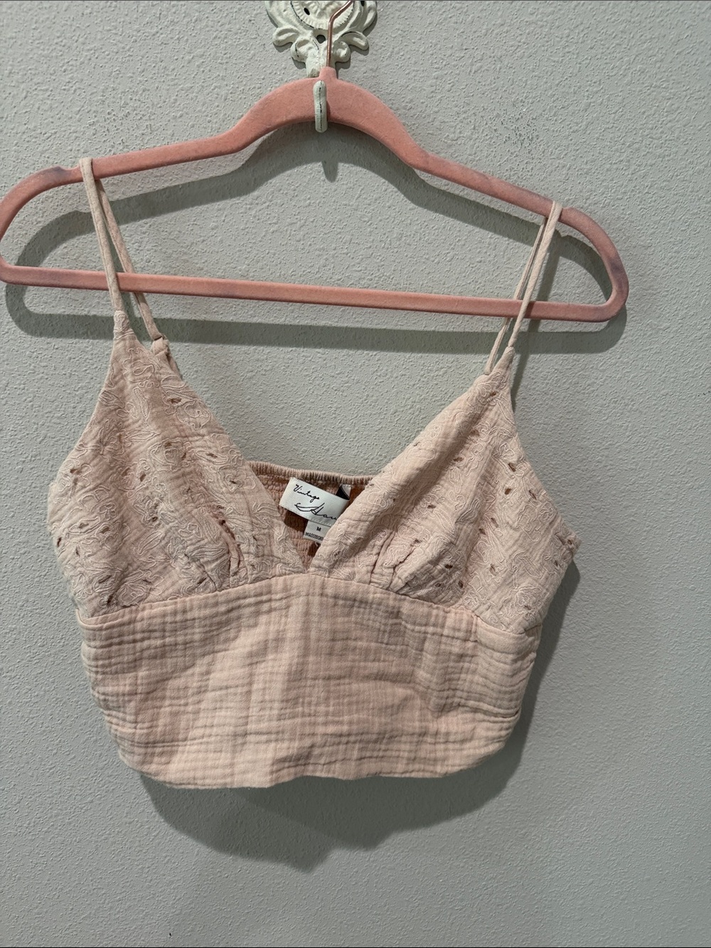 Vintage Havana Gauze Eyelet Embroidered Cropped Tank NWT